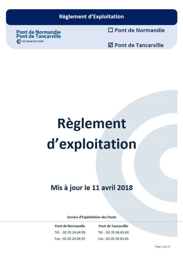 règlement d' exploitation pont de tancarville